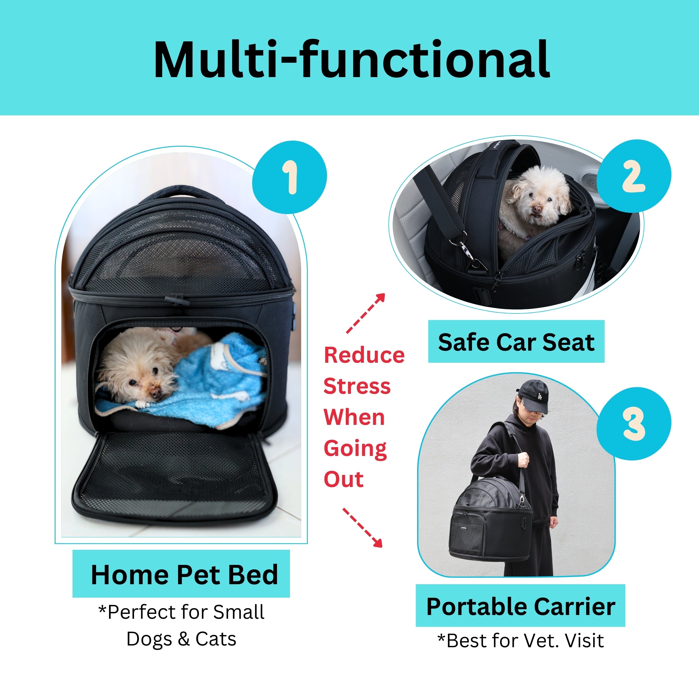 Pawsincar Crash-Tested Small Dog Car Seat